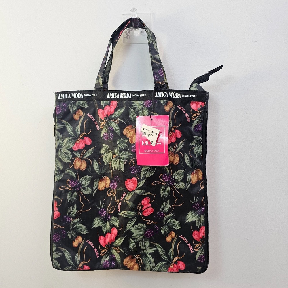 Italian Boho Prep Tote Bag Black Dark Academia Garden School AMICA MODA Flawed
